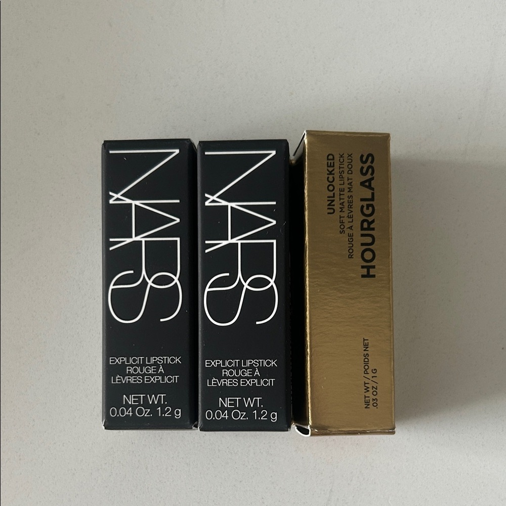 NARS and Hourglass Lipsticks deluxe samples